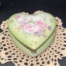 Vintage Lefton Rose Heart Trinket Box picture