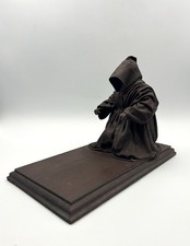 Vintage Primitive Fabric Mache Hooded Monk Figurine on Wooden Base Faceless picture