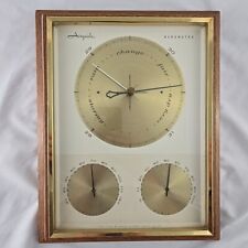 Vintage MCM Airguide Barometer Weather Station Humidity Thermometer Teak USA picture
