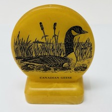 1970s Elegance In Marble Canadian Geese Desk Paperweight Olivenhain Vintage picture