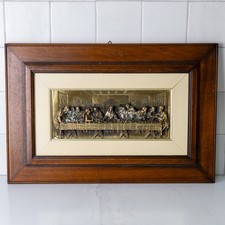 Vintage The Last Supper 3D Metal Relief Framed Wall Art Christian 18