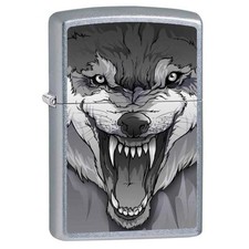 Zippo Lighter - Snarling Wolf Satin Chrome picture