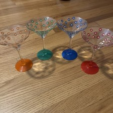 Official Rare Set of 4 M&M MARS Vegas Martini Glass Collectable VTG Glass picture