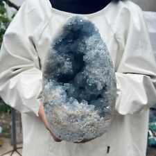 5.6lbLarge Natural Blue Celestite Crystal Geode Quartz Cluster Mineral Specimen picture