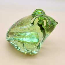 Vintage Art Glass Green Bubbled Bullicante Collectable Frog Paperweight/Figurine picture