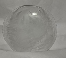 Vintage Hoya Crystal Frosted Ferns Round Platter Japan Art Glass Signed picture