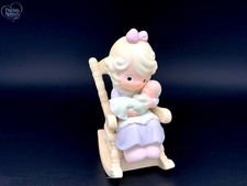 Precious Moments Vintage Rocking Chair Mother Figurine Holding Little Baby picture