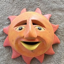 Vintage Mexican Hand Painted And Carved Sun picture