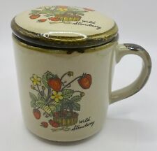 Vintage Wild Strawberry Lidded Stoneware Coffee Mug picture