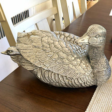 Arthur Court Designs Silver Metal Duck Novelty Serving Tray Copyright 1972 picture