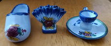3 Piece Blue Vestal Alcobaca Portugal Pottery picture