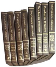 Encyclopaedia Britannica Book Of The Year 1975-1982 8 Volume Set Brown Hardcover picture