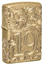 Zippo 1932 Filigree Design Armor Tumbled Brass Windproof Pocket Lighter, 46776 picture