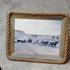 Vintage L.A. Huffman Framed Western Print 17x14 - Tex Staling Freight Outfit - picture