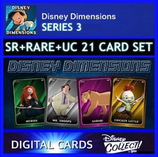 SERIES 3 - DISNEY DIMENSIONS SR+R+UC 21 CARD SET-TOPPS DISNEY COLLECT picture