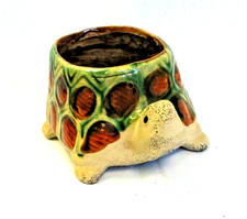 Vintage Pottery Glazed Turtle Planter, 6.25