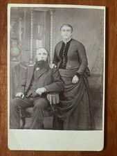 Mature Couple Chinstrap Beard Antique Photo Cabinet Card picture
