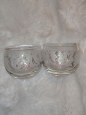Set of 2 1966 Princess House Heritage Mini Etched Glass Roly Poly Fall Scene picture
