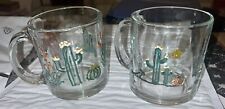 ~~~ VINTAGE Heavy Pair AZ Desert GLASS COFFEE CUPS Hand Painted Nice picture