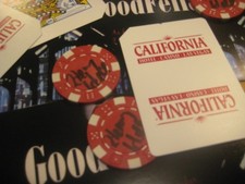 LAS VEGAS CALIFORNIA  CHIP AND CARD  AND FROM VINTAGE VEGAS SIGNED USED BY HENRY picture