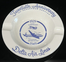 VTG 40s Delta Airlines Twentieth Anniversary Ashtray 1929-1949 Salem China USA picture