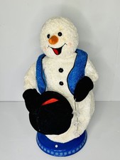 Vintage 2003 Gemmy Animated Spinning Snowflake Snowman Blue Vest Snow Miser picture