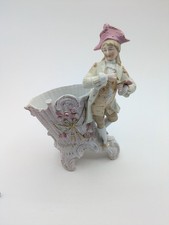 Antique Bisque Porcelain Pink Dapper Colonial Boy Vintage Vase Planter picture