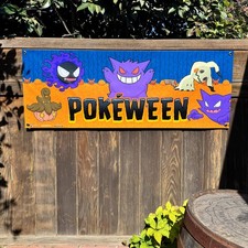 Pokemon Pokeween Halloween Banner Gengar Mimikyu Gastly Haunter Rare 4FT picture