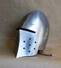 Antique Bright Finish Steel Italian Bassinet Helmet, Combat Great Knight Gift picture