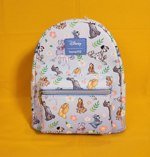 Loungefly Disney Dogs Floral AOP Blue Mini Backpack NEW picture