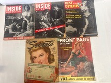 Lot of 5 Original Vintage Detective Pulp Men's Mags 1940's & '50s picture