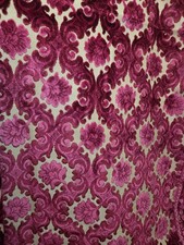 VTG 1950s Jacquard Cut Velvet Upholstery Fabric PINK Raised Pile -54
