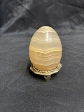 Vintage Polished Banded Aragonite Egg With Stand picture