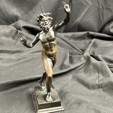 Vintage Bronze dancing, replica faun of Pompeii  Figurine Statue on Base, 9 in ￼ picture