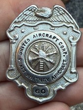 Vintage 1930s Pratt & Whitney Aircraft Firefighter Badge Obsolete #60 picture
