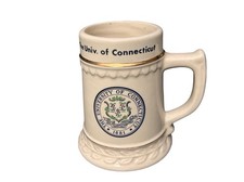 Vintage University of Connecticut Ceramic Beer Stein Tankard Mug Gold Trim UConn picture