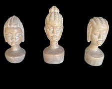 Vintage Hand Carved Stone African Female Bust Sculptures (Set of 3) picture