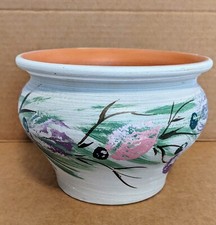 Terra Cotta Clay Pottery Planter Hand Painted Floral - 6