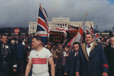 Protestant Unionist Marchers Carrying Union Flags And Ulster Banners 1972 PHOTO picture