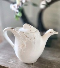 Vintage Porcelain Ceramic Swan Creamer, Gilded, Glossy Finish, Bird, Pitcher picture