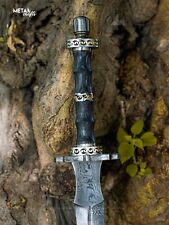 Handmade Damascus Steel Full Tang Viking Sword/Medieval Sword Battle Ready Sharp picture