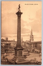 Nelson Column London England Antique Postcard Trafalgar Square Sepia c.1910s picture