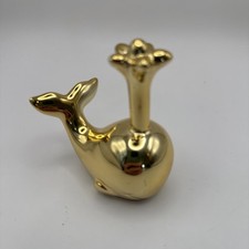 Vintage Gold Painted Ceramic WHALE Mammal Figurine picture