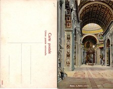 Postcard of Interior of St. Peters Basilica in Rome Italy picture