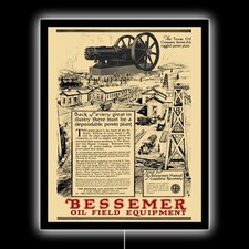 1921 Bessemer Gas & Oilfield Engines NEW LED Hanging Lighted Sign: 18x23