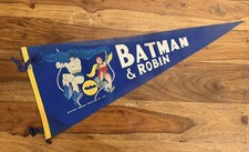 Vintage 1966 Batman & Robin Felt Pennant Blue Full Size National Periodical DC picture