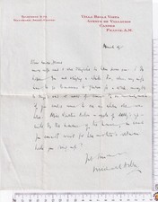 c.1934–35 Michael Arlen ALS from Cannes to Marjorie Deans, re: Venetia & visit picture