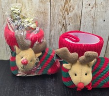 2 Vtg See's Candies Christmas Boot Stockings Candy Holder 1 Empty & 1 Unopened  picture