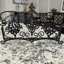 Vtg Gothic Wrought Iron 3 Pillar Candle Fleur De Lis Rustic Tuscan Screen Decor picture