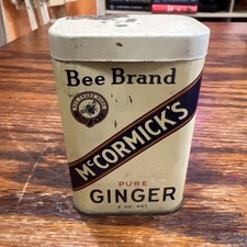 Vintage McCormick’s Bee Brand Pure Ginger Spice Tin Metal Advertising Litho picture
